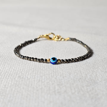 Raw Pyrite Evil Eye Bracelet