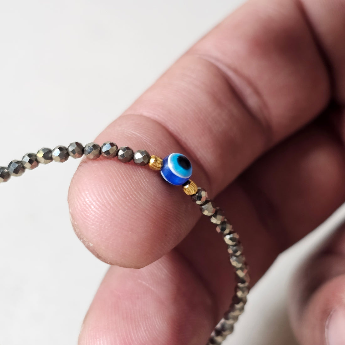 Raw Pyrite Evil Eye Bracelet
